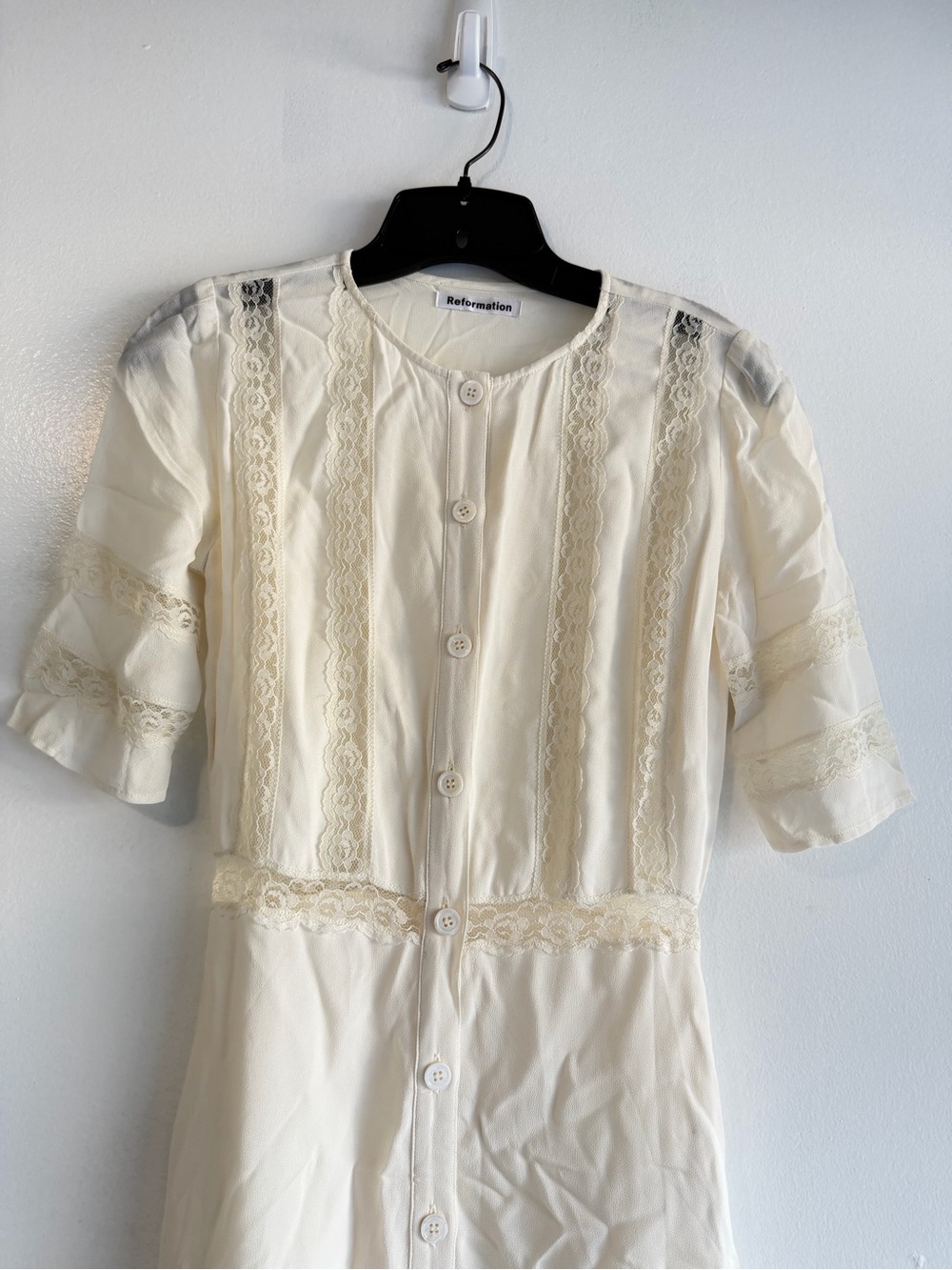 Reformation White Surrey Crepe Button Up Shirt Midi Dress Size 0 - 8553 - Picture 8 of 14